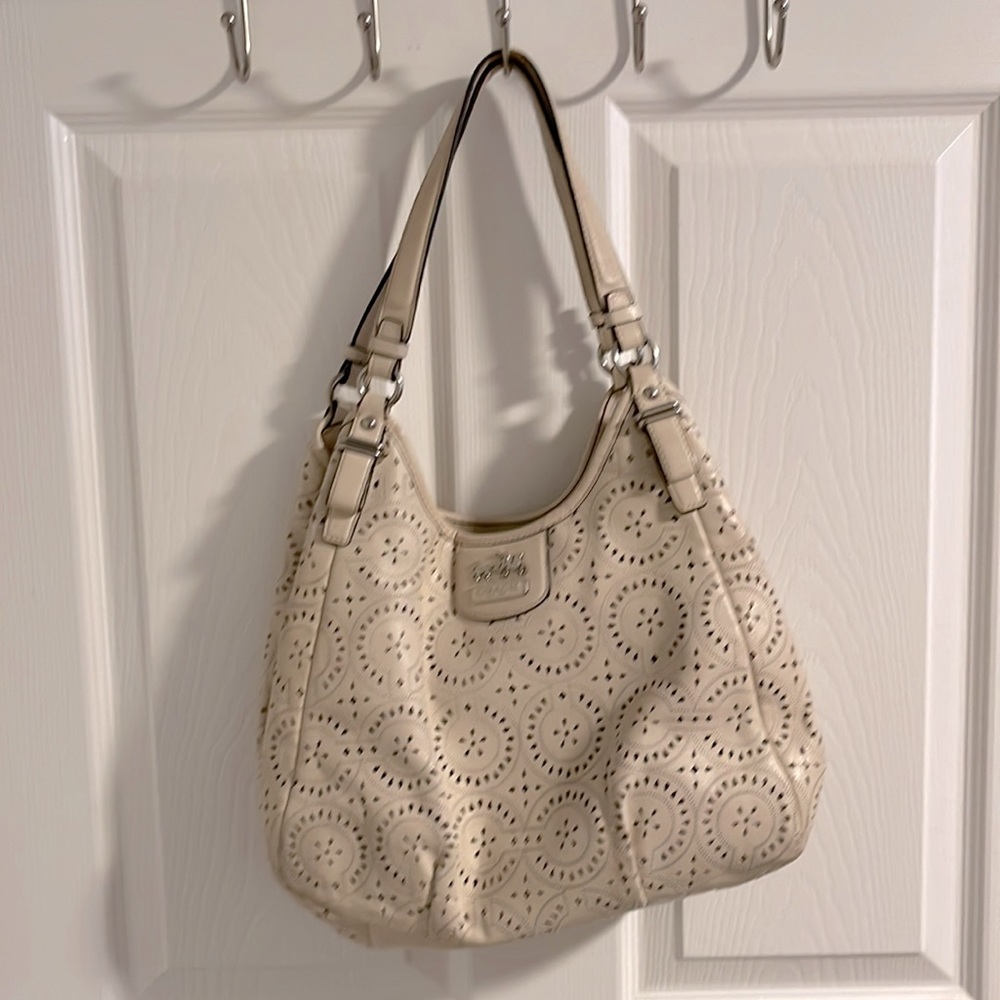 Coach Laser Cut Parchment Leather Maggie Bag